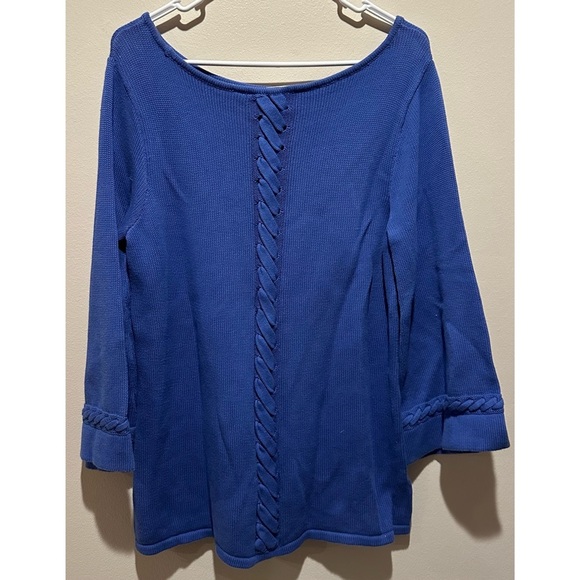 Soft Surroundings Womens Cable Accents Pullover Sweater Size Small - Cobalt Blue - Picture 2 of 5